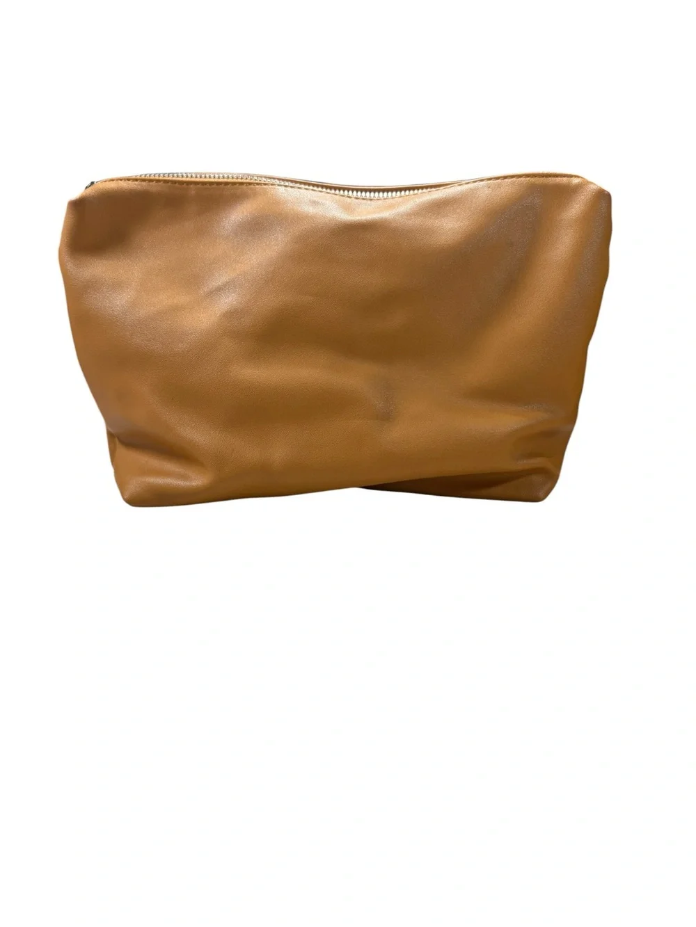 Antik Kraft Tan Leather Zip Cosmetic Pouch